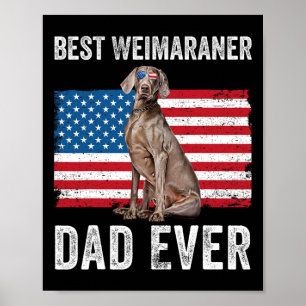 Weimaraner Vader Amerikaanse Vlag Hond Liefhebber  Poster