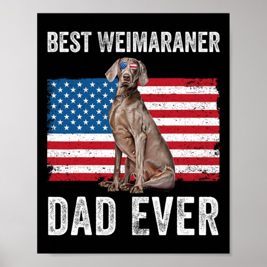 Weimaraner Vader Amerikaanse Vlag Hond Liefhebber Poster (Voorkant)