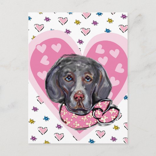 Weimaraner Valentijn Feestdagenkaart (Voorkant)