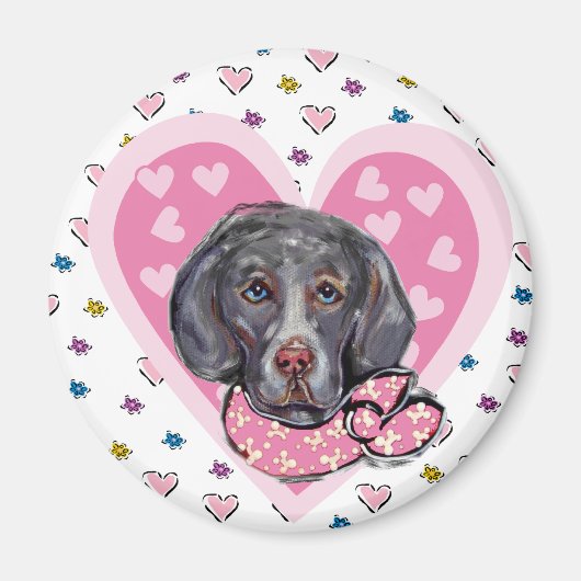 Weimaraner Valentijn Magneet (Voorkant)