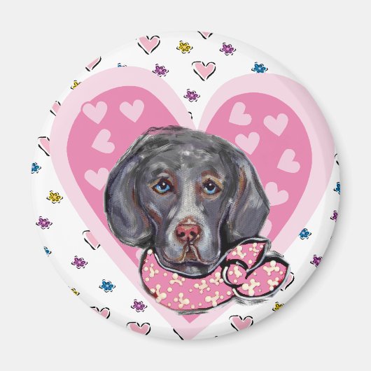 Weimaraner Valentijn Magneet (Voorkant)