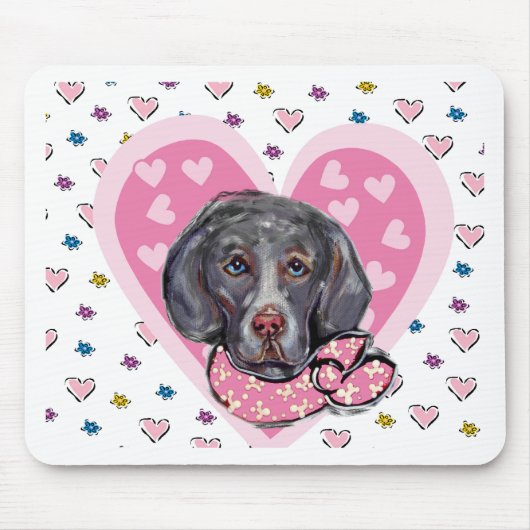 Weimaraner Valentijn Muismat (Voorkant)