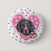 Weimaraner Valentijn Ronde Button 5,7 Cm (Voorkant)