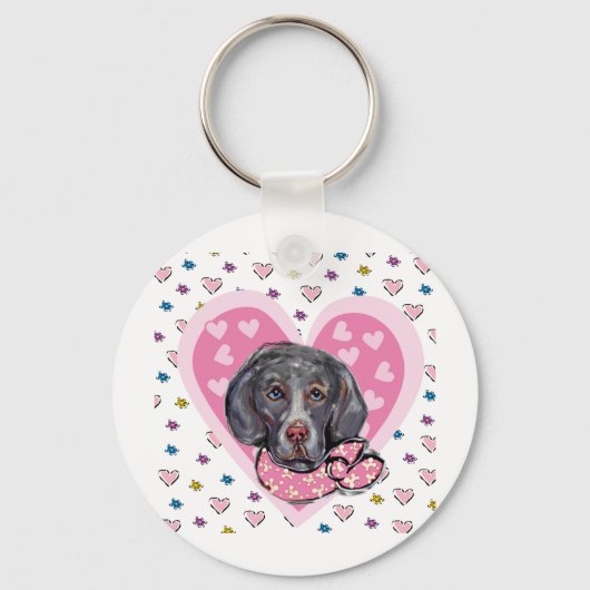 Weimaraner Valentijn Sleutelhanger (Voorkant)