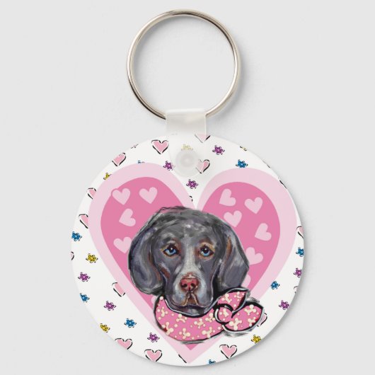 Weimaraner Valentijn Sleutelhanger (Voorkant)