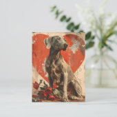 Weimaraner  Valentijnsdag Briefkaart (Staand voorkant)