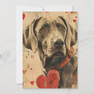 Weimaraner  Valentijnsdag Feestdagenkaart