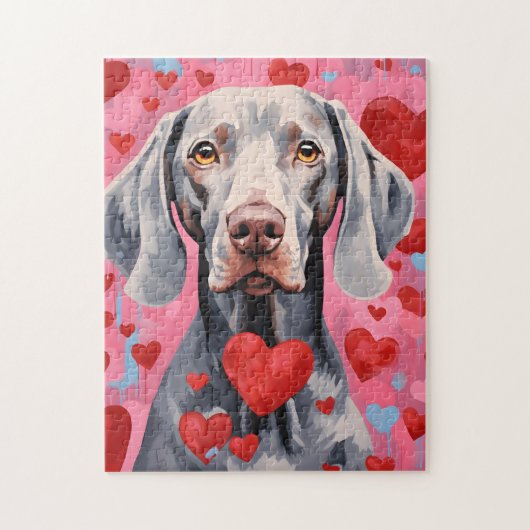 Weimaraner Valentijnsdag Legpuzzel (Verticaal)