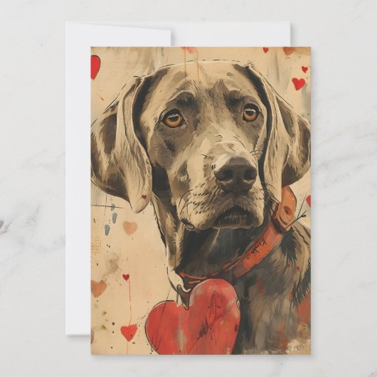 Weimaraner Valentijnsdag vintage  Feestdagenkaart (Voorkant)