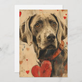 Weimaraner Valentijnsdag vintage  Feestdagenkaart (Voorkant / Achterkant)