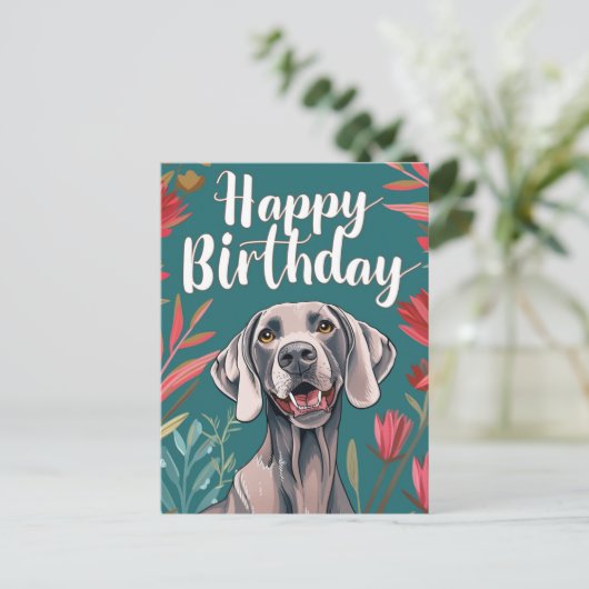 Weimaraner Verjaardag Briefkaart (Staand voorkant)