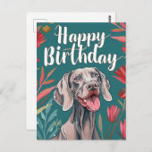 Weimaraner Verjaardag Briefkaart (Voorkant / Achterkant)