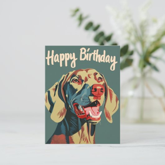 Weimaraner Verjaardag  Briefkaart (Staand voorkant)