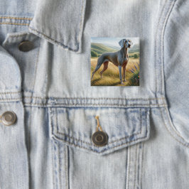 Weimaraner Vierkante Button 5,1 Cm