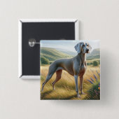 Weimaraner Vierkante Button 5,1 Cm (Voorkant /achterkant)