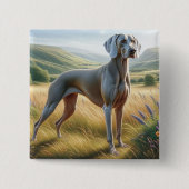 Weimaraner Vierkante Button 5,1 Cm (Voorkant)