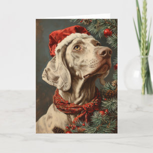 Weimaraner vintage gepersonaliseerde kerst feestdagen kaart