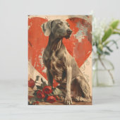 Weimaraner Vintage Valentijnsdag  Feestdagenkaart (Staand voorkant)