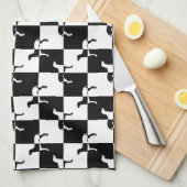 Weimaraner voor zwarte en witte cheques theedoek (Quarter Fold)