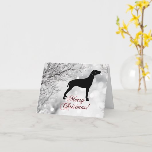 Weimaraner Vrolijk Kerstfeest Kaart (Gele Bloem)