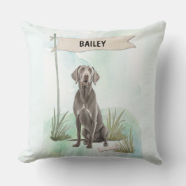 Weimaraner Watercolor Personalized Dog Kussen