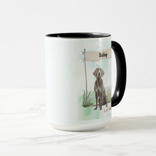 Weimaraner Watercolor Personalized Dog Mok (Voorkant rechts)