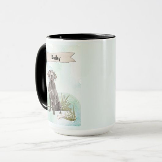Weimaraner Watercolor Personalized Dog Mok (Voorkant links)