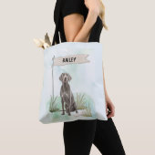 Weimaraner Watercolor Personalized Dog Tote Bag (Dichtbij)