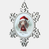 Weimaraner Waterverf Dog Santa Hat Eerste Kerstdag Tin Sneeuwvlok Ornament (Rechts)