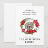 Weimaraner Waterverf Poinsettia Krans Kerstmis Feestdagenkaart (Voorkant / Achterkant)