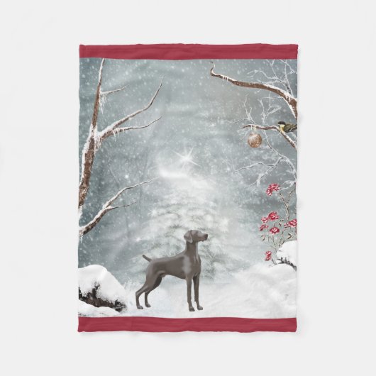 Weimaraner Winter Wonderland Fleece Blanket "30x40 (Voorkant)