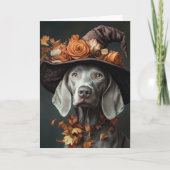 Weimaraner Witch Halloween Feestdagen Kaart (Voorkant)