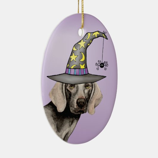 Weimaraner Witch Keramisch Ornament (Rechts)