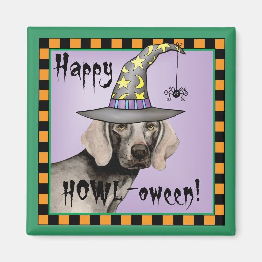 Weimaraner Witch Magneet (Voorkant)