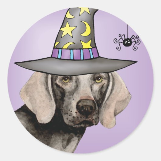Weimaraner Witch Ronde Sticker (Voorkant)