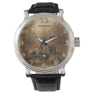 Weimaraner – Zilveren Geest Jager Horloge