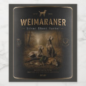 Weimaraner – Zilveren Geest Jager Wijn Etiket (Enkel label)