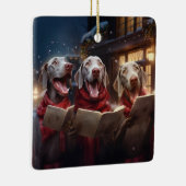 Weimaraners Kerstmis Caroling feestelijke vakantie Keramisch Ornament (Rechts)