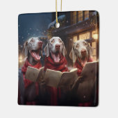 Weimaraners Kerstmis Caroling feestelijke vakantie Keramisch Ornament (Links)
