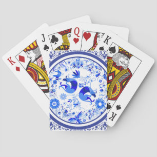 Weimaraners, Konijnen en Vogels Otomi Blauw & Wit  Pokerkaarten