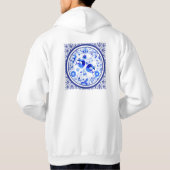 Weimaraners, Rabbits and Birds Otomi Blue & White Hoodie (Achterkant)