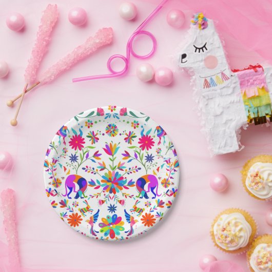 Weimaraners,Rabbits, Bugs & Birds Otomi pattern Papieren Bordje (Feest)