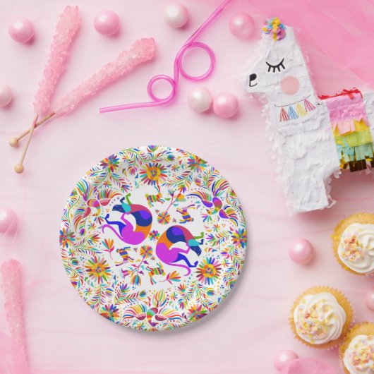 Weimaraners & Rabbits Otomi styled pattern Papieren Bordje (Feest)