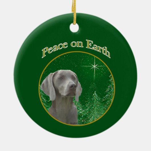Weimeraner Vrede op Aarde Sleutelhanger Keramisch Ornament (Achterkant)