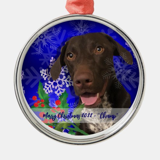 Weimeriener Hond Metaal Kerst Ornament (Voorkant)