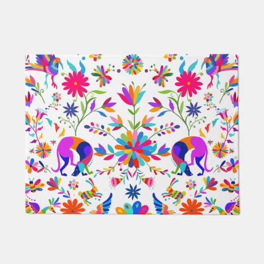Weims, Konijnen, & Vogels Otomi gestyleerd patroon Deurmat (Voorkant)