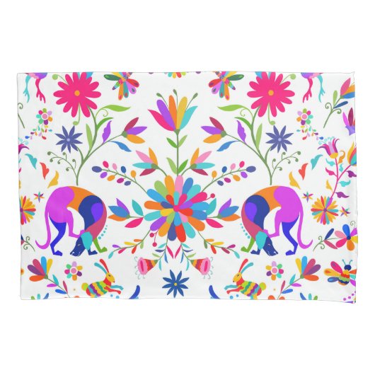 Weims, Konijnen, & Vogels Otomi gestyleerd patroon Kussensloop (Voorkant)