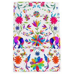 Weims, Konijnen, & Vogels Otomi gestyleerd patroon Medium Cadeauzakje
