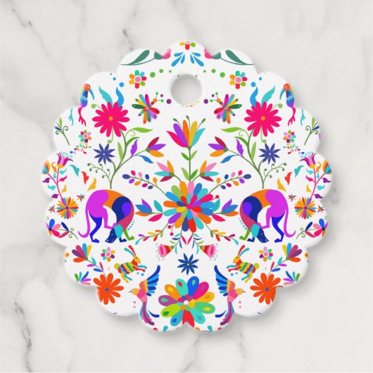 Weims, Konijnen, Vogels & Otomi stijl patroon Bedankjes Labels (Voorkant)