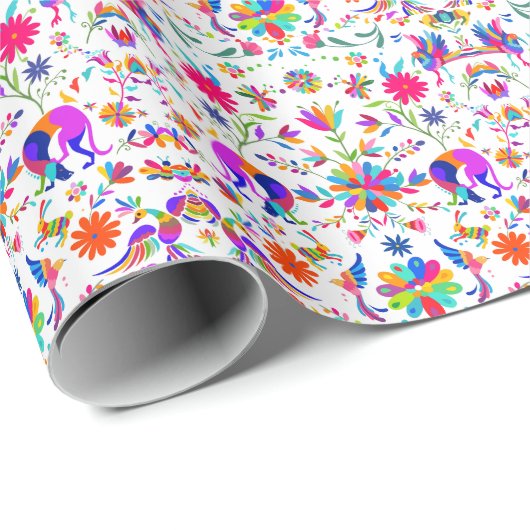 Weims, Rabbits, & Birds Otomi styled pattern  Cadeaupapier (Rol Hoek)